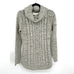 RD STYLE Gray Cable Knit Cowl Neck Tunic Top Fall Winter Sweater Size Medium